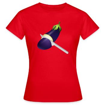 Aubergine lumineuse avec couteau de cuisine - T-shirt Femme - rouge - Devant - AI Model Female 172 dark (172cm)
