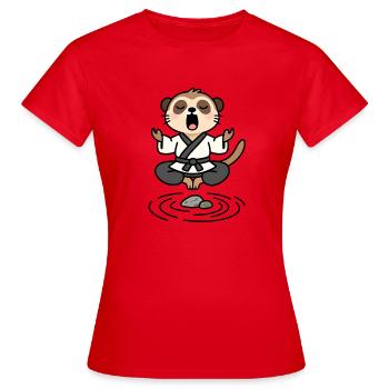 Meerkat in a Meditative Zen Kimono - Women's T-Shirt - red - Front - AI Model Female 172 dark (172cm)