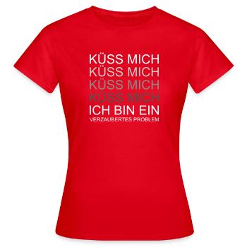 Küss mich ich bin ein verzaubertes Problem - Frauen T-Shirt - Rot - Vorne - AI Model Female 172 dark (172cm)