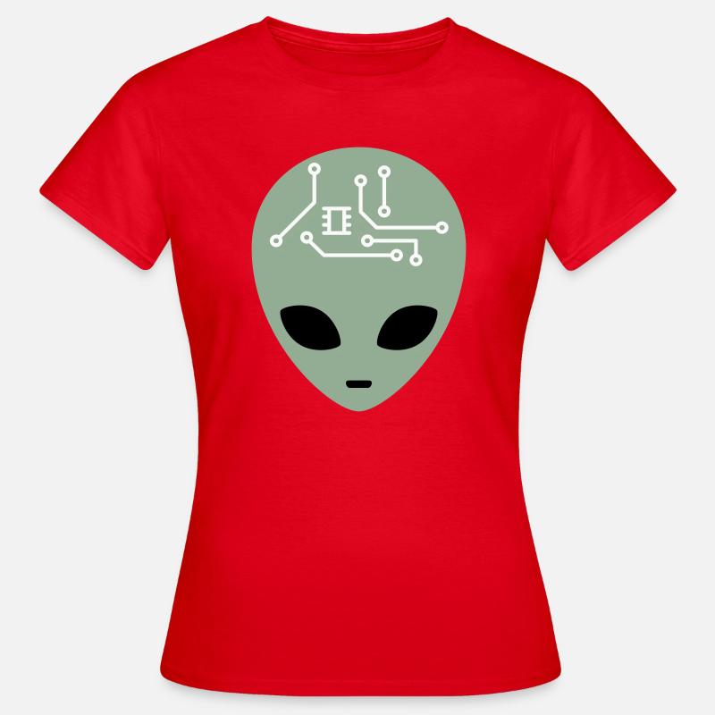 Alien Head with Circuits (three colours) - Women's T-Shirt - red