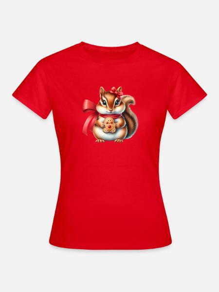 Ingwer-Eichhörnchen mit Keks - Frauen T-Shirt - Rot