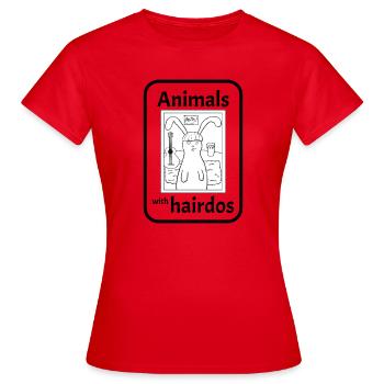 Hase mit Frisur - Frauen T-Shirt - Rot - Vorne - AI Model Female 172 dark (172cm)