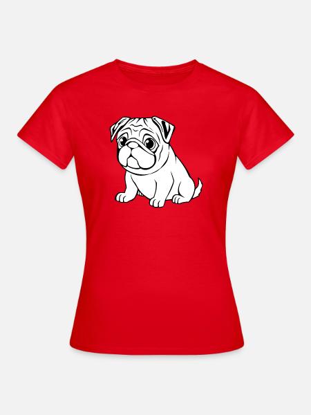 Mops weiß Hunde T-shirt Geschenk Weihnachten - Frauen T-Shirt - Rot