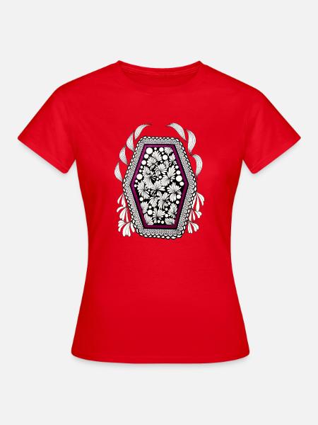 Blütenrahmen im Magenta-Frame - Frauen T-Shirt - Rot