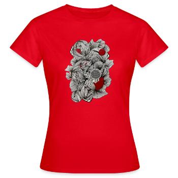 Draps noir et blanc avec accents rouges - T-shirt Femme - rouge - Devant - AI Model Female 172 dark (172cm)