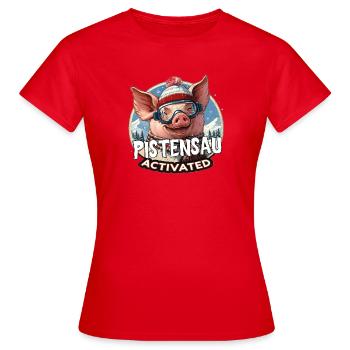 Pistensau Activates Apresski Party Winter Sports - Women's T-Shirt - red - Front - AI Model Female 172 dark (172cm)