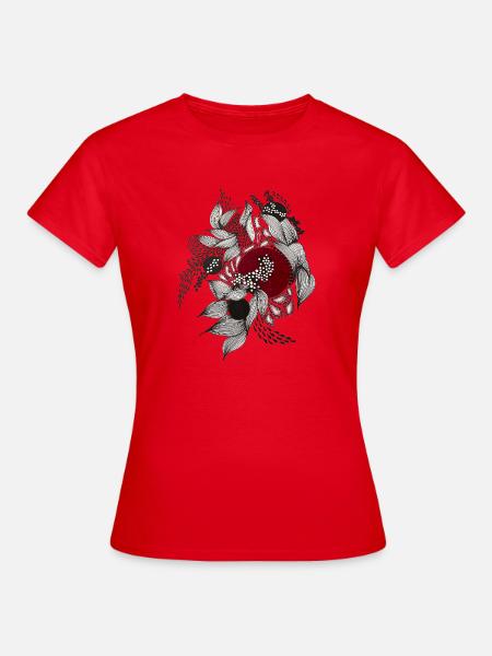 Roter Kreis mit silbernen Blättern - Frauen T-Shirt - Rot