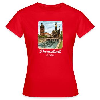 Darmstadt - Frauen T-Shirt - Rot - Vorne - AI Model Female 172 dark (172cm)