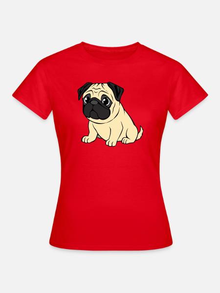 Mops Hunde T-shirt Geschenk Weihnachten - Frauen T-Shirt - Rot