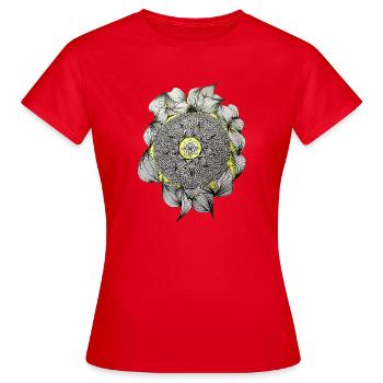 Fleur de mandala avec un accent jaune magique - T-shirt Femme - rouge - Devant - AI Model Female 172 dark (172cm)