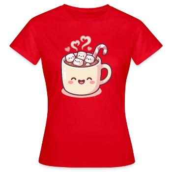 Tasse de câlins avec guimauves et canne d’orge - T-shirt Femme - rouge - Devant - AI Model Female 172 dark (172cm)
