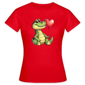Kroko Herzballon - Frauen T-Shirt - Rot - Vorne - AI Model Female 172 dark (172cm)