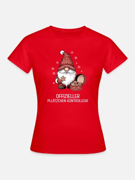 Weihnachtsgnom mit Plätzchen - Frauen T-Shirt - Rot
