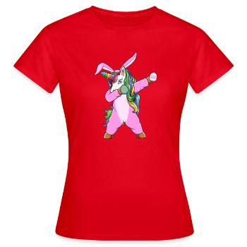 Costume de licorne de lapin de Pâques Dab Dab Dup - T-shirt Femme - rouge - Devant - AI Model Female 172 dark (172cm)