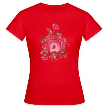 Ostfriesische Teerose - Frauen T-Shirt - Rot - Vorne - AI Model Female 172 dark (172cm)