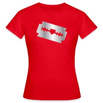 Illustration de lame de rasoir avec motif de cœur - T-shirt Femme - rouge - Devant - AI Model Female 172 dark (172cm)