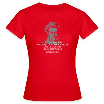 Portrait de la vie en avant de Kierkegaard - T-shirt Femme - rouge - Devant - AI Model Female 172 dark (172cm)