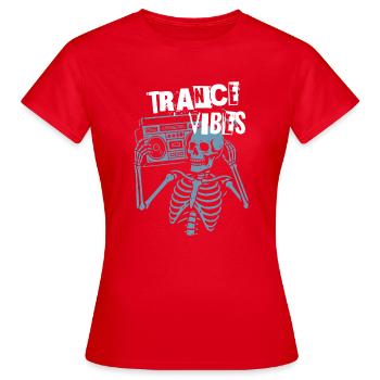 Trance Vibes Skelett-Boombox - Frauen T-Shirt - Rot - Vorne - AI Model Female 172 dark (172cm)