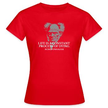 Schopenhauer Porträtzitat - Frauen T-Shirt - Rot - Vorne - AI Model Female 172 dark (172cm)