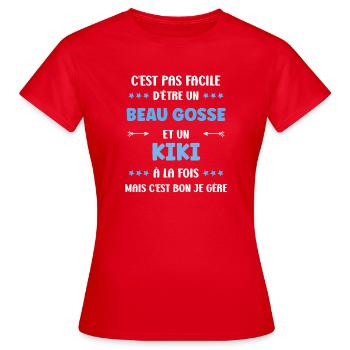Beau gosse et Kiki: Humor français - Frauen T-Shirt - Rot - Vorne - AI Model Female 172 dark (172cm)