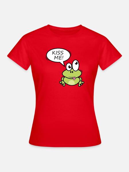 Küss mich Frosch Cartoon - Frauen T-Shirt - Rot
