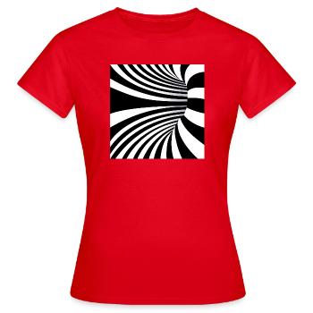 Hypnotische Schwarzweißwellen - Frauen T-Shirt - Rot - Vorne - AI Model Female 172 dark (172cm)