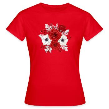 Rot-weißer Blumenstrauß - Frauen T-Shirt - Rot - Vorne - AI Model Female 172 dark (172cm)