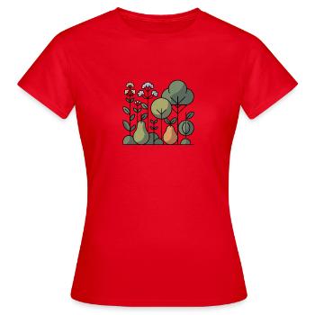 Abstrakter Obstgarten - Frauen T-Shirt - Rot - Vorne - AI Model Female 172 dark (172cm)