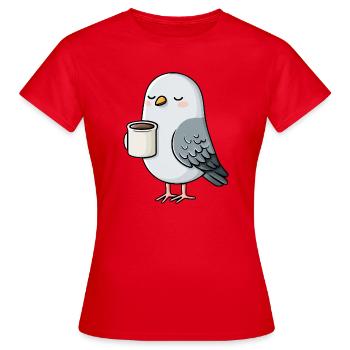 Bibper de café Pigeon Cosy - T-shirt Femme - rouge - Devant - AI Model Female 172 dark (172cm)