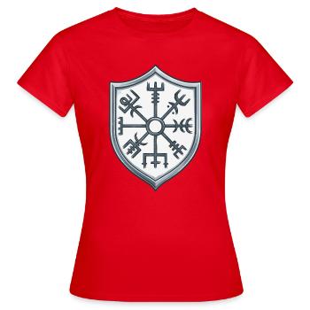 Vegvisir Schild Symbolik - Frauen T-Shirt - Rot - Vorne - AI Model Female 172 dark (172cm)