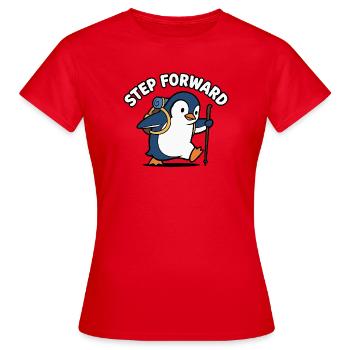 Forward Step Penguin - Women's T-Shirt - red - Front - AI Model Female 172 dark (172cm)