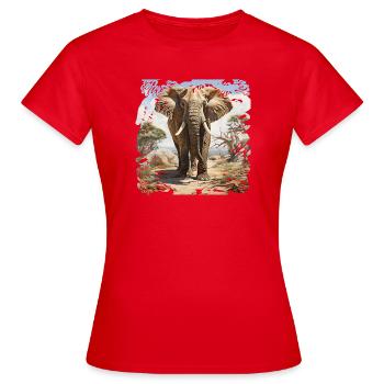 Savannen Elefant im Aquarellstil - Frauen T-Shirt - Rot - Vorne - AI Model Female 172 dark (172cm)