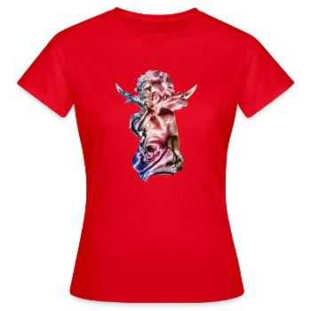 Engelskulptur Farbverlauf - Frauen T-Shirt - Rot - Vorne - AI Model Female 172 dark (172cm)