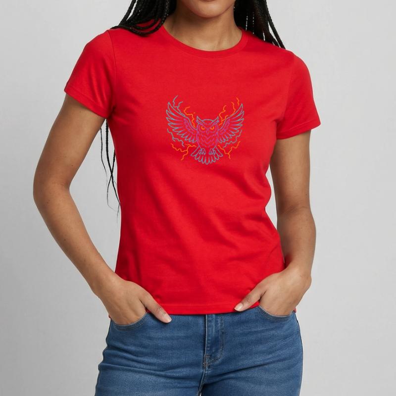 Neon-Eule mit Blitzen Frauen T-Shirt
