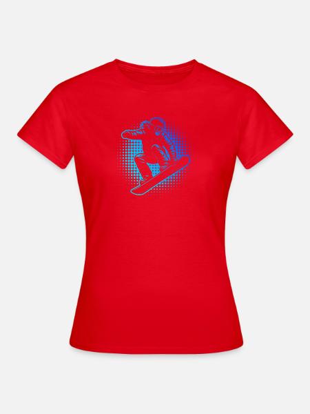 Neon Snowboarder Halftöne - Frauen T-Shirt - Rot