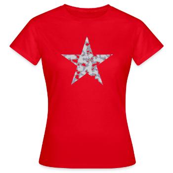 Stern Camouflage - Mit Löchern - Frauen T-Shirt - Rot - Vorne - AI Model Female 172 dark (172cm)
