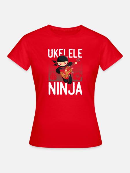 Hawaiian Ukulele Uke Ninja Ukulele - Frauen T-Shirt - Rot