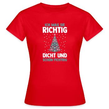 Weihnachtsmann Fichten Weihnachtsbaum Weihnachten - Frauen T-Shirt - Rot - Vorne - AI Model Female 172 dark (172cm)