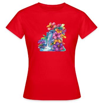 Cascade de fleurs à la cascade - T-shirt Femme - rouge - Devant - AI Model Female 172 dark (172cm)