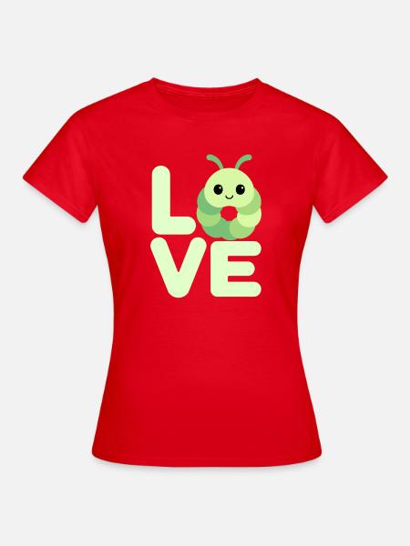 Raupe Liebe Schmetterling - Frauen T-Shirt - Rot