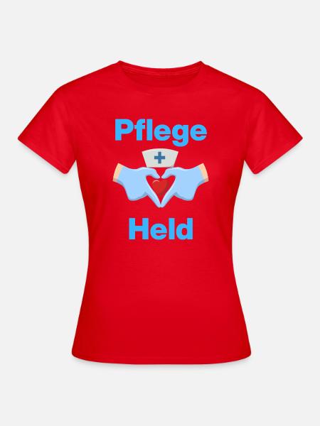 Pflegeheld – Mit Herz und Handschuhen - Frauen T-Shirt - Rot