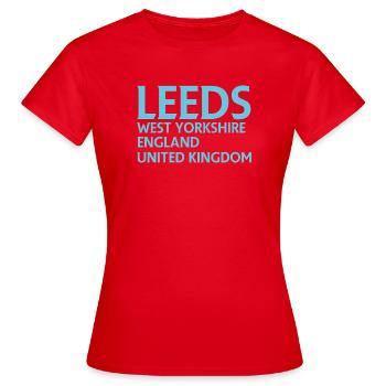 Leeds – Angleterre Conception des paroles - T-shirt Femme - rouge - Devant - AI Model Female 172 dark (172cm)