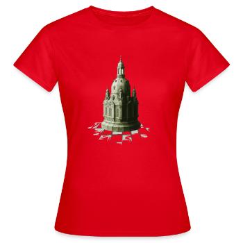 Low Poly Schach Dame Frauenkirche - Frauen T-Shirt - Rot - Vorne - AI Model Female 172 dark (172cm)