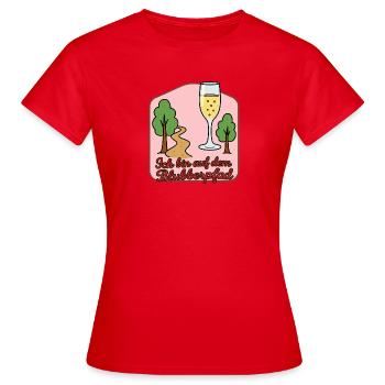 Blubberpfad: Waldweg und Sektglas - Frauen T-Shirt - Rot - Vorne - AI Model Female 172 dark (172cm)