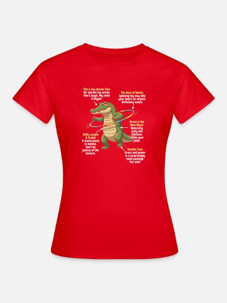 Karikatur-Alligator mit Regenbogen-Reif - Frauen T-Shirt - Rot