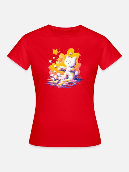 Katzen-Kosmos Neon-Palette - Frauen T-Shirt - Rot