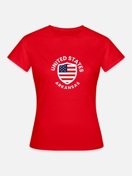 USA Arkansas Schilddesign - Frauen T-Shirt - Rot