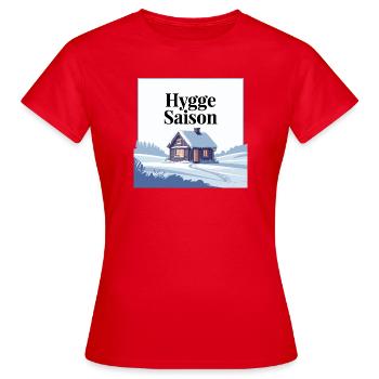 Conception de cabine d’hiver Hygge Saison cosy - T-shirt Femme - rouge - Devant - AI Model Female 172 dark (172cm)