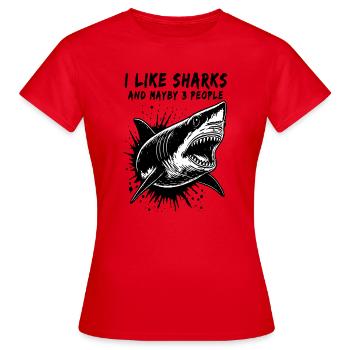 Un requin silencieux mais mortel et sarcastique. - T-shirt Femme - rouge - Devant - AI Model Female 172 dark (172cm)