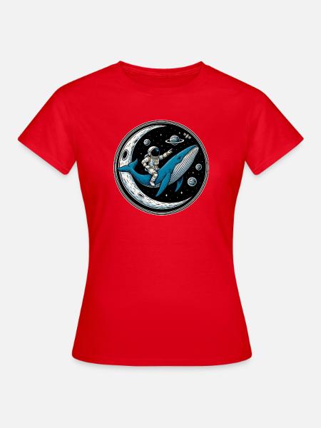 Cosmic Ride: Astronaut und der Wal - Frauen T-Shirt - Rot